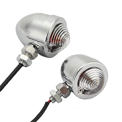 Motorcycle Turn Signals 2pcs Chrome Front Rear Turn Signals 12V with Bullet Shape and Amber Lights Fit Universal Fit for Harley Honda Yamaha Dukati Suzuki Kawasaki - color: Silver