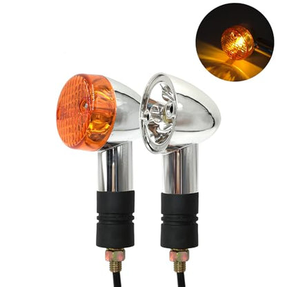 2Pcs Motorcycle Bullet Turn Signals Lights Compatible With Honda Shadow Aero Fit for Kawasaki Vulcan VN 750 800 1500 Vintage Turn LampBulb