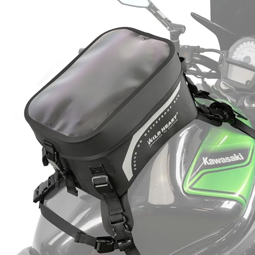 WILD HEART Compeletely Waterproof Motorcycle tank Bag Universal Motorcycle Bag Large Capacity 8l For Motorbike Riding (Transparent cover Black) - color: Transparent cover Black