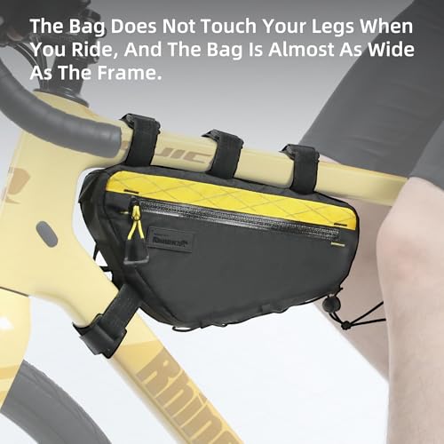 Rhinowalk Bike Triangle Frame Bag 1.7L, Waterproof Tool & Gear Bag with YKK Zippers, Cable Port & Pump Holder, Slim Fit – Black - color: Full Black,1.7L