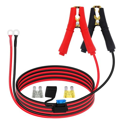 Battery Alligator Clip to O Ring with Fuse Battery Charger Clips to O Ring 12V 24V 14AWG 25A, Apply to Inverter, Motorcycle, Car, Solar Controller is Connected (3m / 9.8FT) - size: 3m / 9.8FT