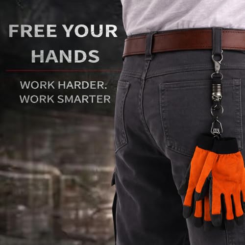 Heavy Duty Glove & Hat Clip with Carabiner, All-Metal Spring Clamp Work Glove Holder for Tool Belt, Harness, Backpack - style: Punk Skull