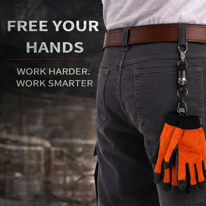 Heavy Duty Glove & Hat Clip with Carabiner, All-Metal Spring Clamp Work Glove Holder for Tool Belt, Harness, Backpack - style: Punk Skull