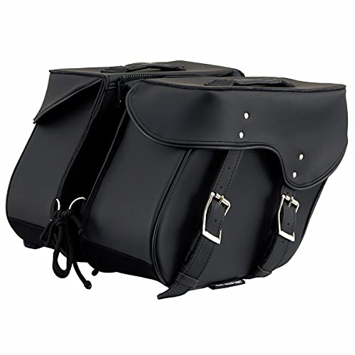 Milwaukee Leather PVC 2-Strap Throw-Over Easy Zip off and off Motorcycle Saddlebags - Medium - color: SH55201ZB-BLACK, size: Medium