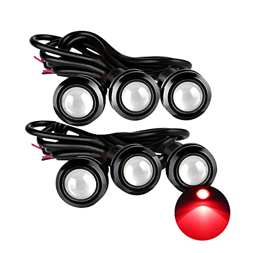 Eagle Eye LED Lights, DIY Ultra Thin 18mm Indicator Marker Daytime Running Tail Fog Backup Light for Car Motorcycle Truck Boat (BK Shell-Red, 6PCS) - color: BK Shell-Red, size: 6PCS