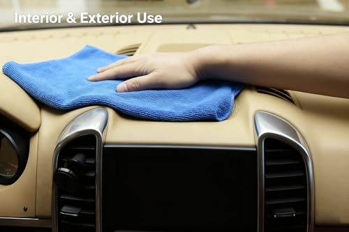 Premium Microfiber Detailing Absorbent Towels, 340 GSM Lint-Free Car Polishing Waxing Buffing Dry Towels for House, Kitchen, Car, Glass, Stainless Steel, Window, Boat Cleaner - 6 Pack (Blue) - color: Blue 6pcs