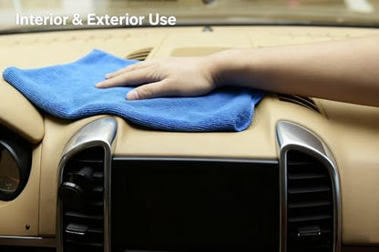 Premium Microfiber Detailing Absorbent Towels, 340 GSM Lint-Free Car Polishing Waxing Buffing Dry Towels for House, Kitchen, Car, Glass, Stainless Steel, Window, Boat Cleaner - 12 Pack (Blue) - color: Blue 12pcs