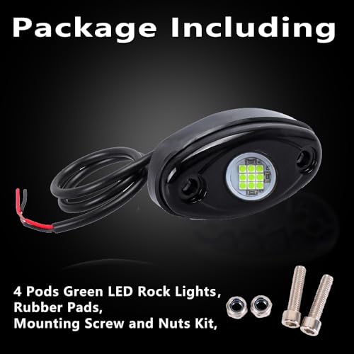 4 Pods LED Rock Light Kits White for Jeep ATV UTV SUV Off Road Car Truck Boat Underbody Glow Fender Lamp Underglow LED Neon Lights Waterproof - color: Green, size: 4 Pods