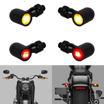 NTHREEAUTO Motorcycle Turn Signals, Universal Front Rear LED Turn Signal Light Mini Blinkers Brake Tail Lights Compatible with Harley Honda Suzuki Triumph Yamaha - 4 PCS