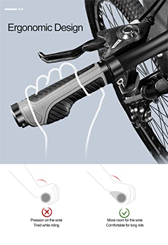 TOPCABIN Ergonomic Bike Grips - Widen Holding Rubber Grips with Aluminum LockGrips for Mountain & Road Bikes - color: Knife Style, Green/Black (Aluminum Lock Plug)1 Pair