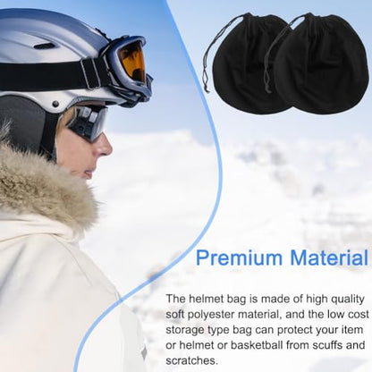 2 Pack Motorcycle Helmet Bag, Lightweight Drawstring Storage Bag, Large Capacity Protective Carrying Bag for Motorcycle, Bicycle, Ski, Hockey & Sports Helmet (Black)