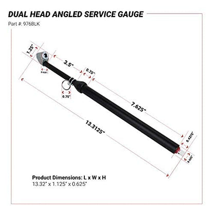Milton 976BKL Dual Head Angled Chuck Tire Pressure Service Gauge, Non-Slip Grip Matte Black Poly Finish -13” 1-160 PSI For Large Vehicle Tires