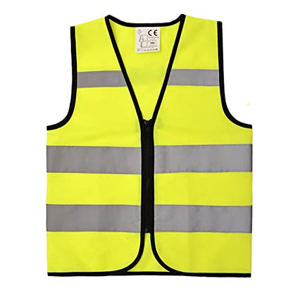 High Visibility Kids Safety Vest,Toddler Safety Vest,Reflective Vest Kids,Toddler Construction Vest For Cycling &Running Y1 S/Zipper - color: Neon Yellow（zipper-1pc）, size: Small