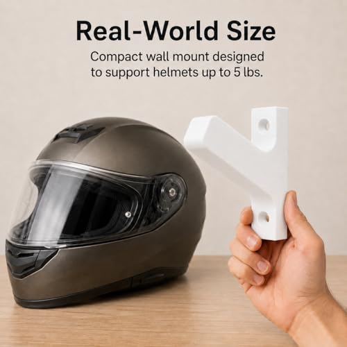 Motorcycle Helmet Hanger Wall Mount – Heavy Duty Screw-in Hook for Riding Gear | Space-Saving Vertical Storage Rack | Keeps Garage and Entryway Organized | Fits Full Face