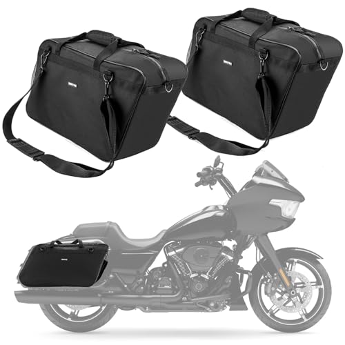 Mofun Motorcycle Saddlebag Liner Bags with Tool Pockets Hard Saddle Bags Insert Compatible With Harley Touring Street Glide Electra Road Glide Road King 1993-2025, 1 Pair Black - style: All Black