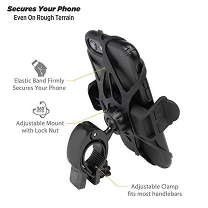 Scosche HDM3SM-RP Handlebar Bike Phone Mount with Universal Phone Holder, Elastic Safety Bands, and Adjustable Clamp for Mobile Phone Device - size: 1 Count (Pack of 1)