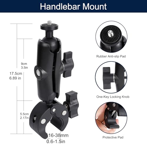 PellKing Motorcycle Handlebar Mount Car Mangetic Accessories Kit for Insta360 X5/X4/X3,88mm Magnetic Mount with 360 Degree Rotation,Ball Head Clamp Handlebar Clamp for Insta360 X5 and GoPro 13/12/11