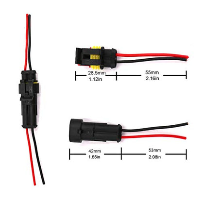2 Pin Way Waterproof Electrical Connector Wire Harness 16 AWG Marine for Car, Truck, Boat, and Other Wire Connections 10 Pack - color: 10 Sets