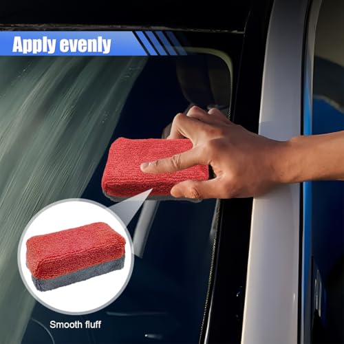 12PCS Ceramic Coating Applicator Sponge, Microfiber Rectangular Auto Polishing Cleaning Pads, Universal Automotive Detailing Sponge for Car Wax, Paint, Sealant Application (Red) - color: Red