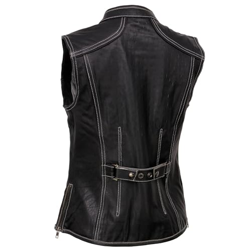 Milwaukee Leather MLL4507 Women's Black Leather Purple Accented Laser Cut Vented Scuba Style Motorcycle Rider Vest - size: XX-Large