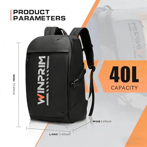 Motorcycle Helmet Backpack Large Capacity Reflective Waterproof Laptop Backpack with Padded Electronics Compartment Mochilas Para Motociclistas for Cycling Hiking Riding - style: Black