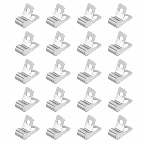 HARFINGTON 20pcs Metal Wire Clamp 1/4" Inch (6mm) R-Type Cable Clip 304 Stainless Steel Conduit Cable Clamp Cord Fastener Holder Strap Clip for Industrial Household Installation Pipe Wire - size: 1/4" (6mm)