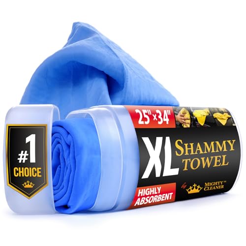 Premium XL Shammy Towel for Car - (34”x25”) - Super Absorbent Chamois Cloth - Spots and Scratch-Free - Reusable Car Drying Towels - color: Blue, size: 1 Pack (25" x 34")