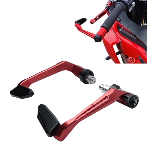 Motorcycle Brake Clutch Lever Guards Replacement for Ninja 500 400 300 250R ZX6R ZX10R ZX4RR ZX14R, CNC Aluminum Handlebar Protector Universal for 13-22mm Hollow Bar or M8 Thread(Red) - color: Red