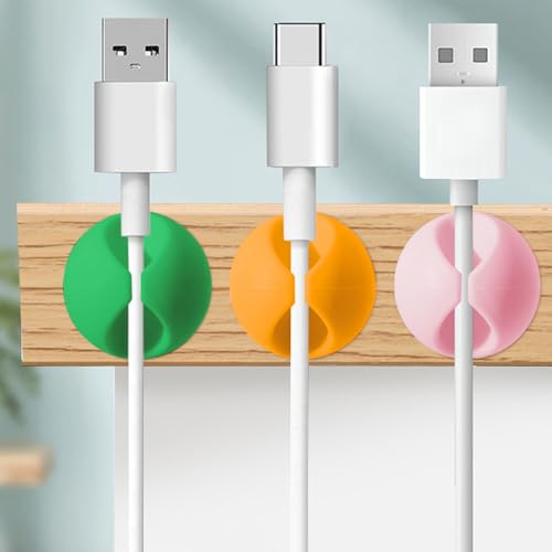 6 PCS Cable Clip Cord Organizer Single Slot Wire Holder for USB Charging Management Clips for Office Home Use (Multicolored) - color: Multicoloured 6