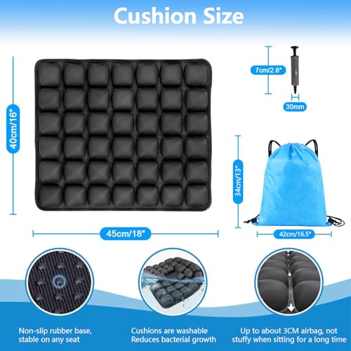 Inflatable Seat Cushions for Travel,42 Cells Ultra Withstand Weights and Non-Slip, Pressure Relief Seat Cushion for Airplane, Car, Wheelchair,Office Chairs, Pain Relief for Tailbone, Back, Sciatica - size: Square-shaped