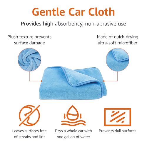 Amazon Basics Super Absorbent Microfiber Car Drying Towel, Scratch-Free, Streak-Free, Lint-Free, 36"L x 25"W, Blue - color: Blue, size: 36"L x 25"W