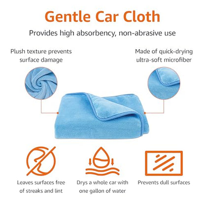 Amazon Basics Super Absorbent Microfiber Car Drying Towel, Scratch-Free, Streak-Free, Lint-Free, 36"L x 25"W, Blue - color: Blue, size: 36"L x 25"W