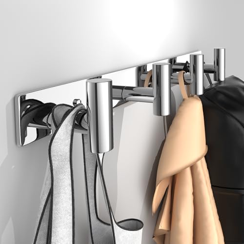 Wall Mounted Coat Rack-4 Hooks, Heavy Duty Stainless Steel Wall Hooks for Towel Coat Bag, Hat Rack Hanger Coat Hooks Towel Racks for Bathroom Entryway Kitchen Hotel (Glossy Chrome, 1 Pack) - color: Glossy, size: "T" Shape 4 Hooks - 1 Pack