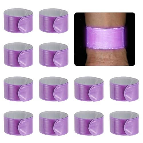 PATIKIL 22cm/8.7in Reflective Bands, 12pcs Reflective Arm Bands Straps Wrist Reflective Running Gear Safety Reflective Straps Bracelets High Visibility for Night Walking Bicycle - color: Purple