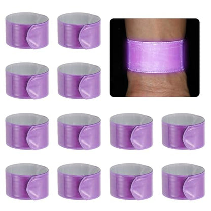 PATIKIL 22cm/8.7in Reflective Bands, 12pcs Reflective Arm Bands Straps Wrist Reflective Running Gear Safety Reflective Straps Bracelets High Visibility for Night Walking Bicycle - color: Purple