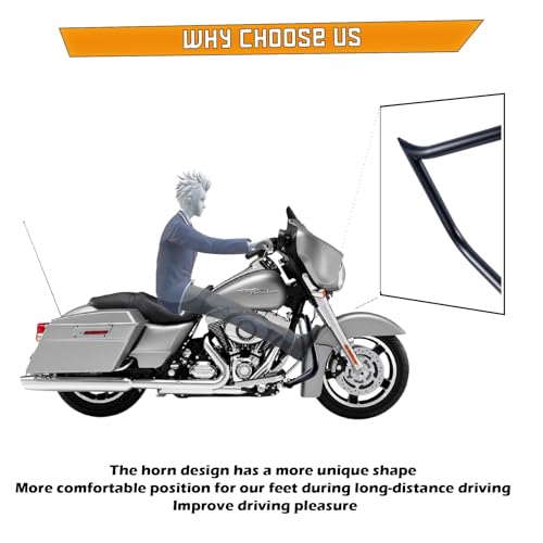 Kinglemc Crash Bar Engine Guard Highway Freeway Bar for Harley Touring Road King Street Glide Electra CVO, Trike Models 09-23 (Black-Updated) - color: Black-Updated