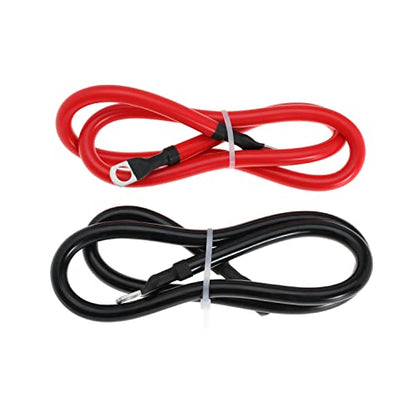 4 AWG Battery Cable 4AWG Gauge Pure Copper Battery Inverter Cables with 3/8 in Lugs Both Ends Power Inverter Wire Set for Automotive Solar Marine Boat RV Car Motorcycle Red and Black (3FT) - size: 3ft