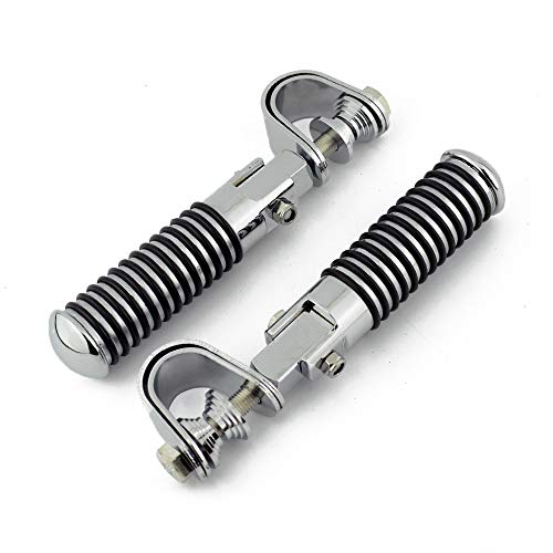 Motorcycle Footpegs Highway Pegs Adjustable Rubber Footrest 7/8" OR 1" Engine Guard Clamp Kit For Touring Road King Softail Dyna Universal (Chrome) - color: Chrome # 2