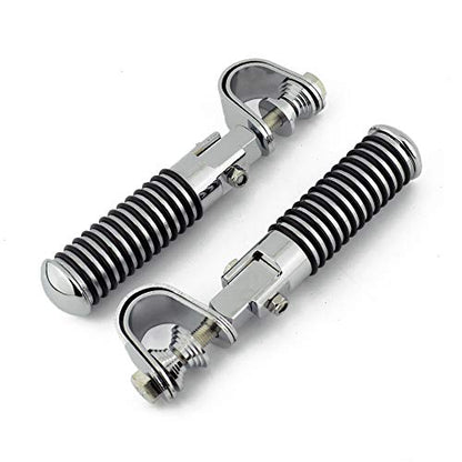 Motorcycle Footpegs Highway Pegs Adjustable Rubber Footrest 7/8" OR 1" Engine Guard Clamp Kit For Touring Road King Softail Dyna Universal (Chrome) - color: Chrome # 2