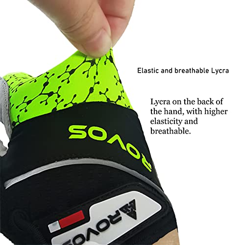 Men & Women Cycling Gloves - 5mm Padded Half Finger Breathable Mountain & Road Biking Gloves - color: Green-b, size: X-Large