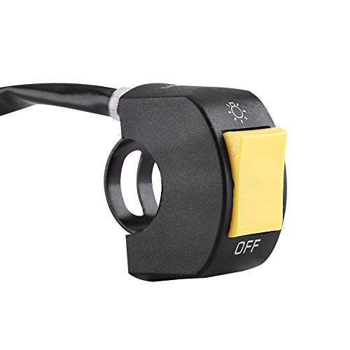Motorcycle Handlebar Mount Switch, Universal 12V 10A 7/8inch Mount LED Headlight On/Off Switch with Button(Yellow)