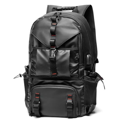 Motorcycle Backpack Waterproof Oxford Fabric, Expandable 50L Capacity with Helmet Holding Pocket, Laptop Compartment, and USB Port, Ideal Gift for Travel