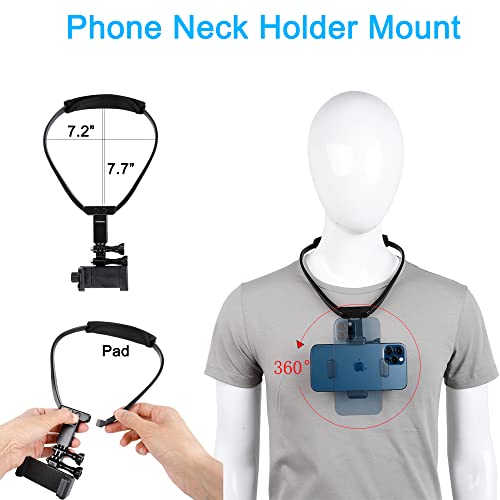 PellKing Phone First-Person Perspective Shooting Mounting,Accesssory Kit with Chest Mount/Head Strap/Neck Holder/Backpack Strap Mount,for iPhone Samsung Oneplus and GoPro Action Camera More