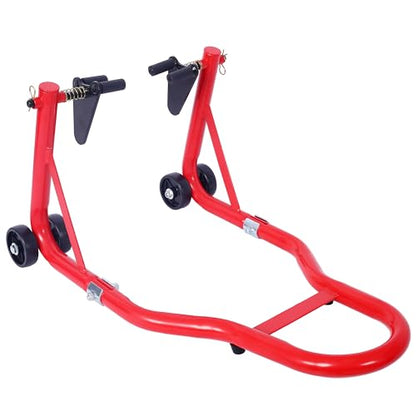 Motorcycle Stand 1000LB - Heavy Duty Sport Bike Front and Rear Wheel Lift, Adjustable Swingarm Paddock Stands, Industrial-Grade Steel (Red) - color: Red