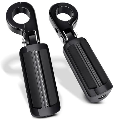 PBYMT Highway Pegs, P-Clamp A3 Steel Highway Footpegs Footrest Fit For 1.25''(32mm) Crash Bars Compatible with Harley Davidson Touring Black - color: Black