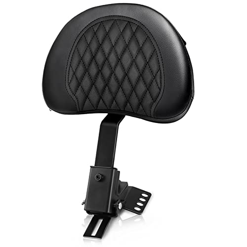 Adjustable Plug-in Driver Rider Backrest Pad Motorcycle Front Custom Mounting Kit Compatible with Harley Touring Models Road King Street Glide Electra Glide Road Glide 1997-2026 - color: Black Bar-Grid