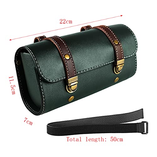 YIBO Motorcycle Fork Bag Quick Release Bag Side Bag Waterproof Universal Tool Bag American Bicycle Side Bag Leather Small Tool Bag (Green 2) - color: Green 2