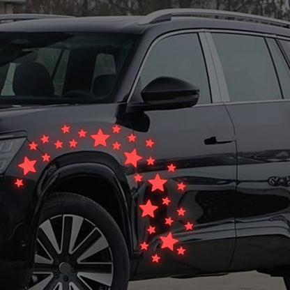 30pcs Star Vinyl Decal for Cars, High Intensity Reflective DIY Stickers for Window Bumper Mirror Laptop Decals Waterproof Night Safety Sign Car Stickers (Red) - color: Red
