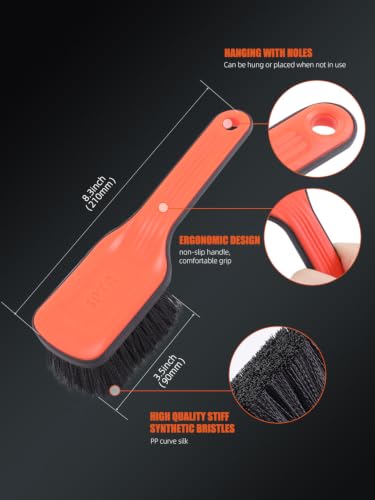 SPTA Tire Brush, Carpet Cleaning Brush, 2Pcs Wheel Brush, Carpet Cleaning Brush,Stiff Synthetic Bristles, Ergonomic Design Handle, Scrub Brush for Floor Mats,Car Wheel Hub Cleaning,Car Interior, Home - color: Tire Brush