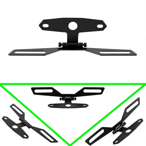 Adjustable Motorcycle License Plate Mount, Folding License Plate Tail Light Holder Rear Bracket Mount for Motorcycle Bike - color: Black